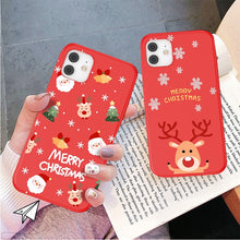 Load image into Gallery viewer, UIGO Cartoon Christmas Phone Case For iPhone 13 11 12 Pro Max 7 8 6 6S Plus 12 Santa Claus Lovely Cover For iPhone XR X Xs SE