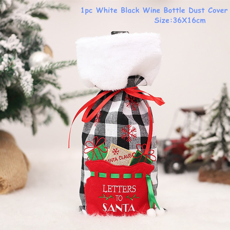 Christmas Gift Christmas Gift Bags Holder Christmas Wine Bottle Dust Cover Xmas Christmas Decorations for Home Natal Table Decor New Year 2022