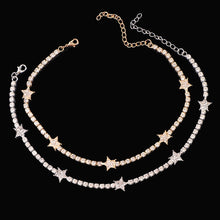 Load image into Gallery viewer, Skhek Bling Full Rhinestone Star Tennis Chain Necklace For Women Luxury Crystal Flowers Butterfly Choker Necklace Trendy Jewelry Gift