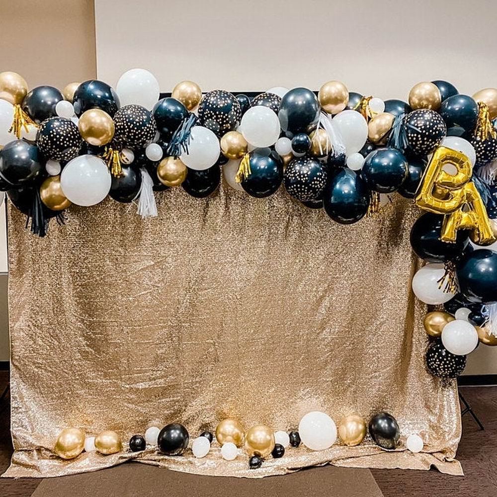 Graduation Party 87pcs DIY Balloon Garland Arch Kit Black Gold Champagne Latex Balloons for 2021 New Year Retirement Graduation Party Decoration