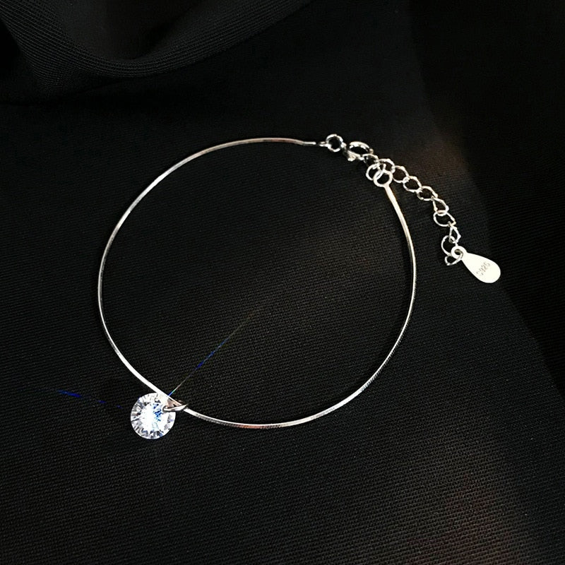 S925 sterling silver AAA Zircon Bracelet & Bangle Adjustable Snake Chain Bracelet Women Fine Jewelry Accessories Gift