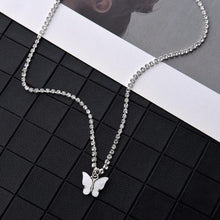Load image into Gallery viewer, Dazzling Acrylic Butterfly Choker Necklaces Rhinestone Chain White Black Color Simple Clavicle Necklace Animal Korean Jewelry