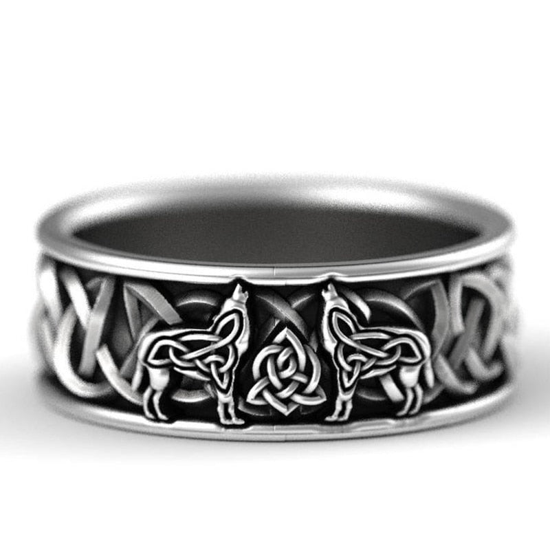 Skhek Hot Selling Norse Mythology Giant Wolf Defense Totem Amulet Hip Hop Pirate Wolf Ring