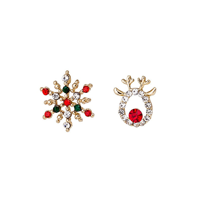 Christmas Gift New Creative Christmas Elk Crystal Deer Stud Earrings For Women Stylish Rhinestone Ear Stud Girls Fashion Jewelry Ornaments