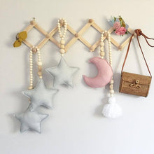 Load image into Gallery viewer, Skhek Nordic Kids Room Love Moon Star Shaped Cotton Hanging Decoration Scandinavian Kids Baby Bedroom Room Interior Decor Supplies