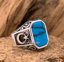 Load image into Gallery viewer, Skull Animal Ring Mens Gothic Hip Hop Punk Halloween Turquoise Eagle Wolf Pirate Skull Octopus Vintage Jewelry Boyfriend Gift
