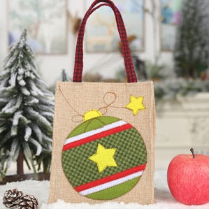 Gingerbread Purses Man Christmas Linen Tote Bag Cartoon Candy Bag Christmas Decoration Applique Gift Bag Gift Bag Tote Bag