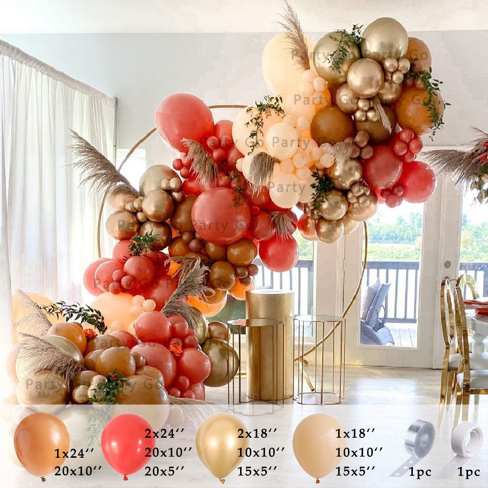 118pcs Khaki Retro Orange Balloons Garland Arch Blush Latex Globos Anniversary Wedding Backdrop Birthday Party Decor Baby Shower