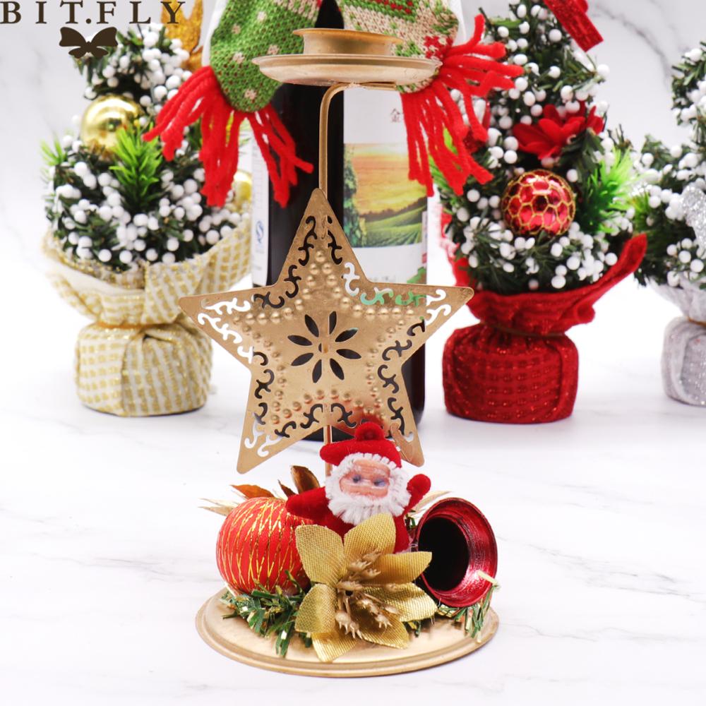 Christmas Creative Candle Holders Wrought Iron Candle Holder Pillar Candlestick Stand for Candles Party ChristmasHome Decoration