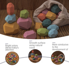 Load image into Gallery viewer, Skhek  Wood Rainbow Stones Block Colorful Wood Jenga Building Block Rainbow Stacker Balancing Stone Montessori Educational Toy Children