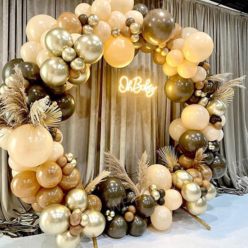 100pcs/lot Double layer Coffee Brown Balloons Arch Kit Skin Color Latex Garland Ballons Wedding Birthday Christmas Party Decor