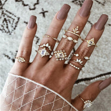 Load image into Gallery viewer, Skhek 2022 New Women&#39;s Moon Star Love Hollow Full Micro Pave Zircon Ring Set Girl Jewelry Bohemia Jewelry Accessories