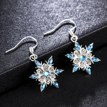 Load image into Gallery viewer, Christmas Gift New Elegant Blue Rhinestone Snowflake Drop Earring for Women Fashion Crystal Zircon Dangle Earring Christmas Jewelry Accessories
