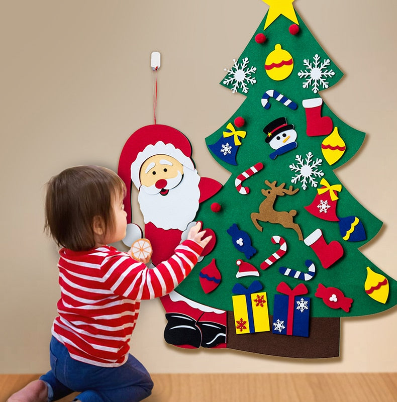 DIY Felt Christmas Tree Artificial Tree Wall Hanging Ornaments Christmas Decoration for New Year Gifts Kids Toys Home рождество