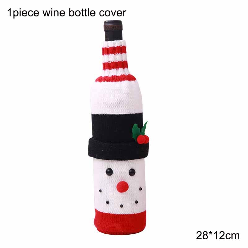 Christmas Gift Santa Claus Wine Cap Chair Cover Christmas Dinnerware Table Party Xmas Red Hat Tableware Covers Christmas Decorations for Home