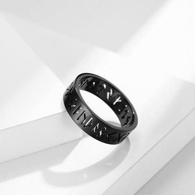 Skhek Cool Stuff Stainless steel Odin Norse Viking Anel Amulet Rune Couple Dating Rings For Men Women Words Retro Jewelry OSR1023