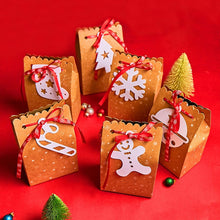 Load image into Gallery viewer, 6PCS Christmas Kraft Paper Bag Santa Claus New Year Party Gift  Box Pakcaging Handle Bag Child Favors Cookies Snack Decoration