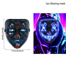 Load image into Gallery viewer, SKHEK Halloween LED Halloween Mask Luminous Glow In The Dark Mascaras Halloween Party Costume Cosplay Masques Horror Props Neon Light Masquerade