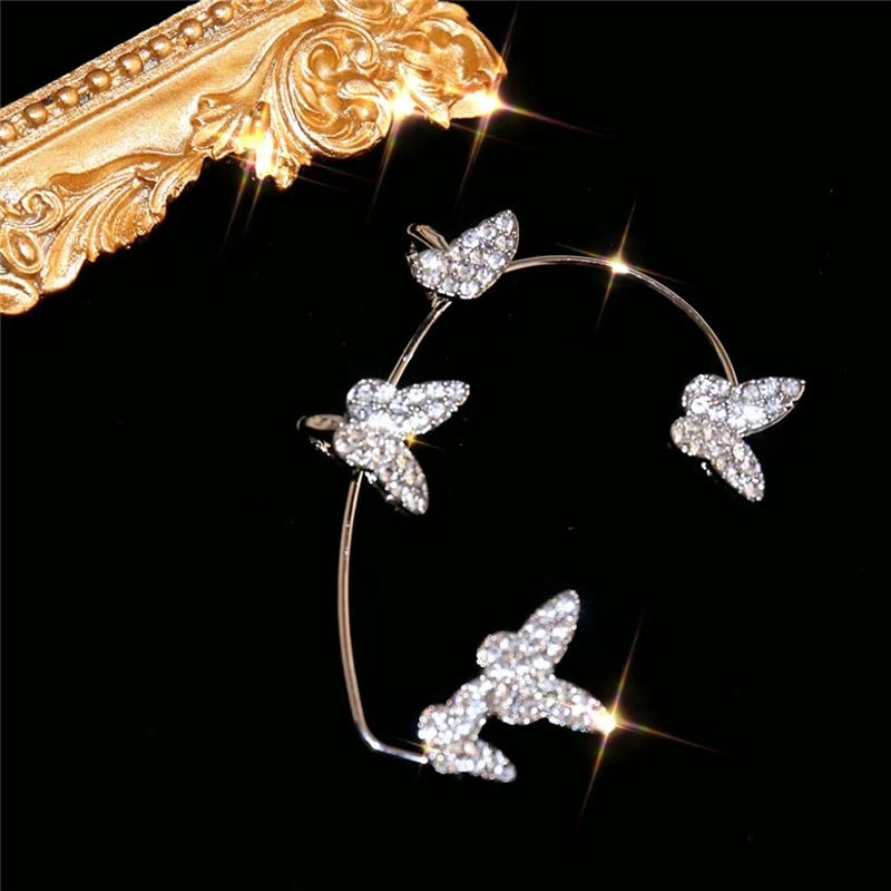 Skhek Christmas Snowflake Ear Clip Ear Cuff for Women Girls Trendy Butterfly Clip Earrings Without Piercing Party Wedding Jewelry Gift