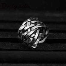 Load image into Gallery viewer, Skhek Gothic Vintage Weave Stainless Steel Mens Women Rings Simple for Girl Boyfriend Jewelry Creativity Party Gift OSR714