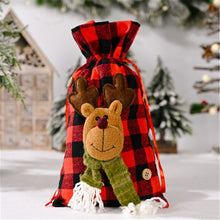 Load image into Gallery viewer, Christmas Gift Christmas Decoration Gift Candy Bag Red Plaid Santa Claus Snowman Wine Bottle Cover New Year Party Dining Table Decor Xmas Bag