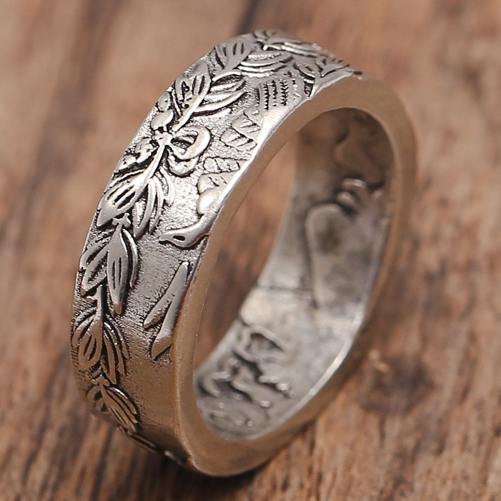 Vintage Silver color Exquisite Personality Coin Ring Handmade Ring Morgan Flower Ring Retro Hand-made Men's Hip-hop Eagle Ring