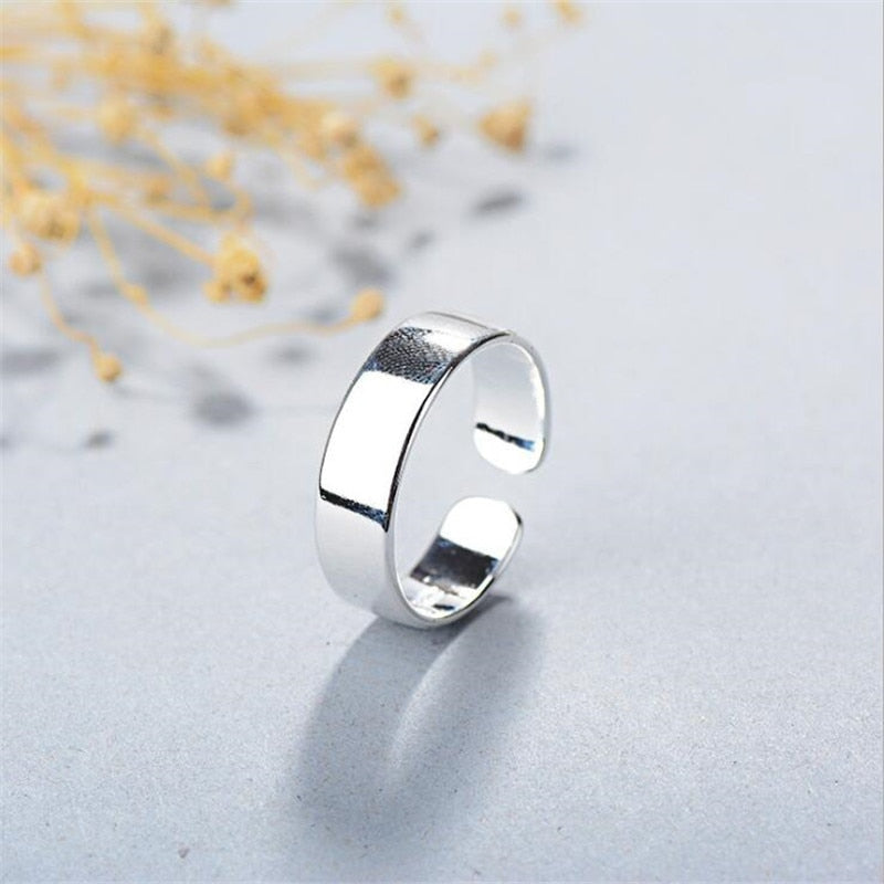 Christmas Gift New Simple Creative Smooth 925 Sterling Silver Jewelry Not Allergic Temperament Round Inisex Fashion Popular Opening Rings R175