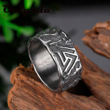 Load image into Gallery viewer, Skhek Gothic Viking Men Wolves of Odin Valknut Forging Stainless Steel Ring Pagan Nordic Amulet Jewelry Boyfriend Gift