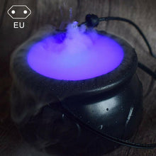 Load image into Gallery viewer, SKHEK Halloween Witch Pot Smoke Machine Fog Maker Water Fountain Fogger Color Changing Fog Machine Party Prop Halloween Decoration