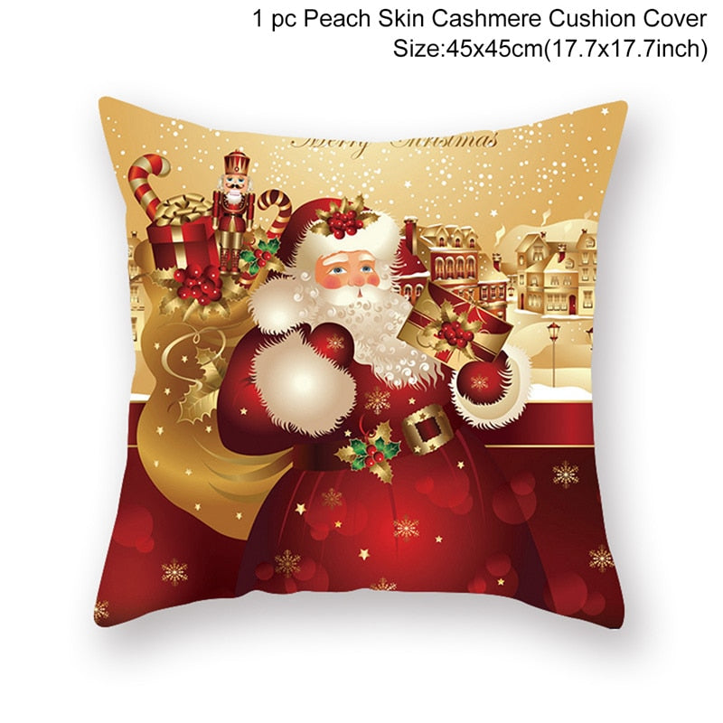 Christmas Gift Christmas Cushion Cover Christmas Ornaments Merry Christmas Decorations For Home 2021 XMAS Navidad Noel Gifts New Year 2022