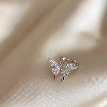 Load image into Gallery viewer, New Fashion Cute Rhinestone Gold Color Butterfly Stud Earrings For Women No Piercing Fake Cartilage Earring Gifts
