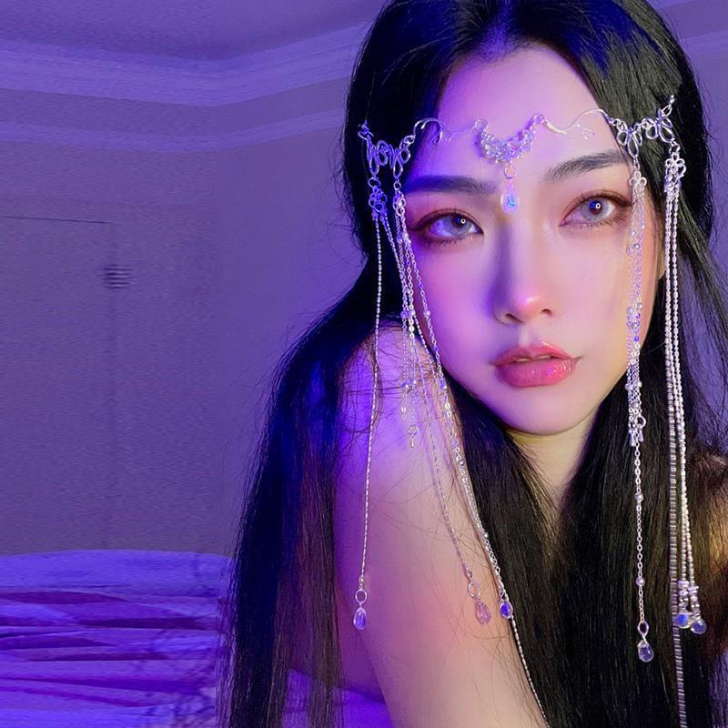Luxury Romantic Wedding Rhinestone Fringed Forehead Chain Shiny Crystal Headband Headdress Bridal Hair Accessories Jewelry Gifts