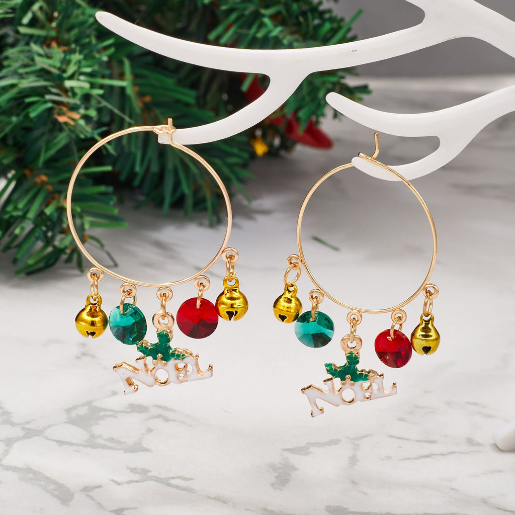 Christmas Gift New Fashion Christmas Dangle Earring For Women Christmas Tree Bell Socks Wreath Snowman Drop Earring New Year Christmas Jewelry