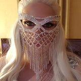 Skhek Wedding Rhinestone Designer Tassel Mask For Face Women Fashion Crystal Decoration Luxury Halloween Masks Jewelry 2022