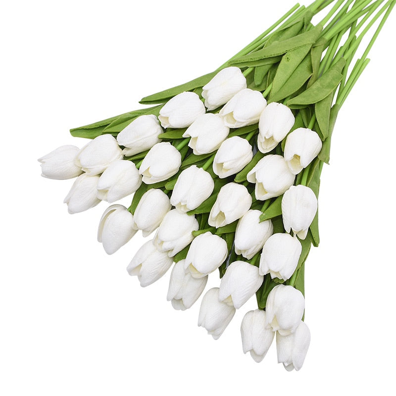 31Pcs Tulips Artificial Flower Real Touch Tulipe Flowers Fake Flowers Wedding Decoration Flowers Christmas Home Garden Decor