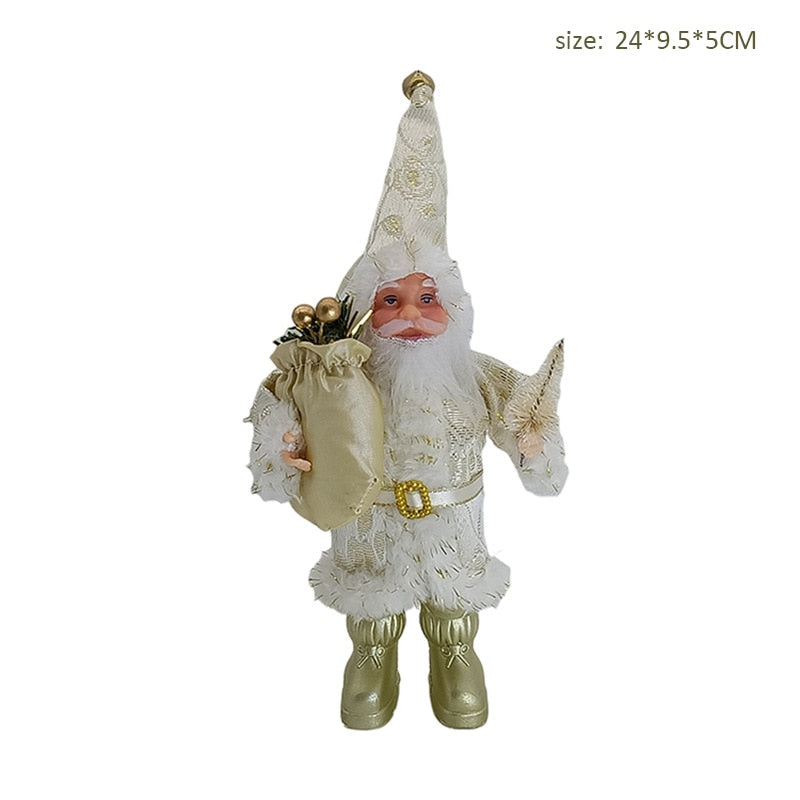 30cm Pink Standing Posture Gift Santa Claus Doll Oranments Xmas Pendants Merry Christmas Decor For Home Kids Naviidad Presents