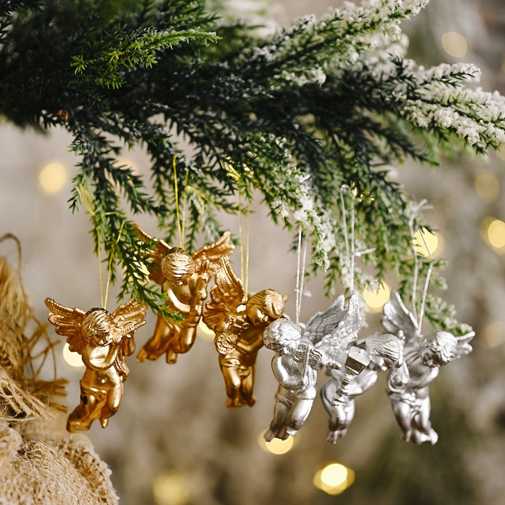 New Christmas Ornaments Gold and Silver Angel Pendants Creative New Doll Pendants Christmas Tree Pendants DIY Party Ornaments