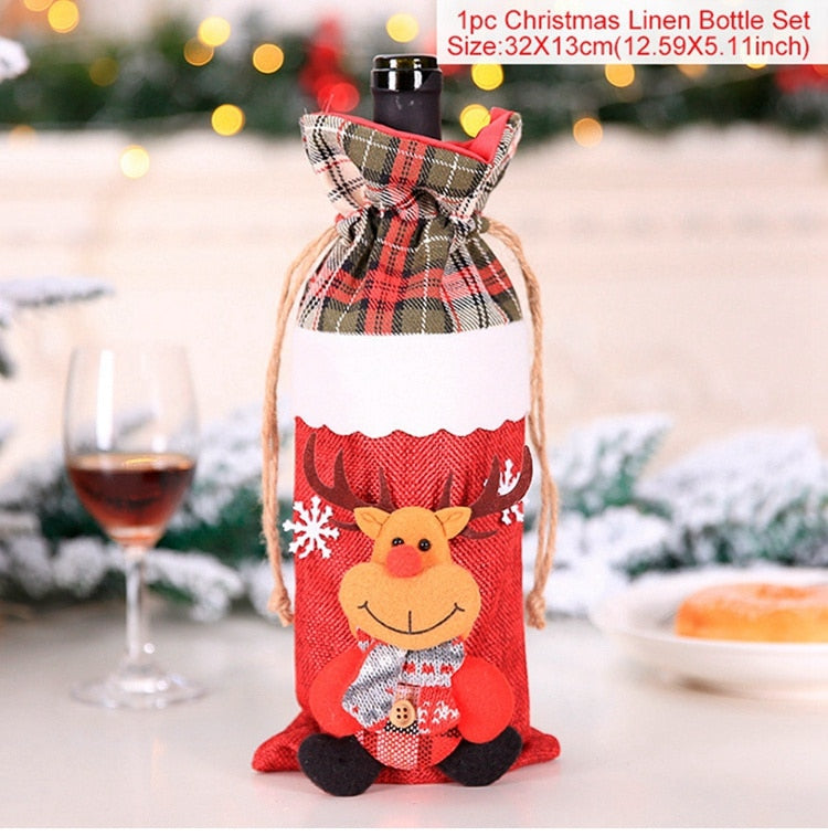Christmas Gift Christmas Bottle Cover Merry Christmas Decor For Home 2021 The Nightmare Before Christmas Ornments Xmas Gift New Year 2022 Noel