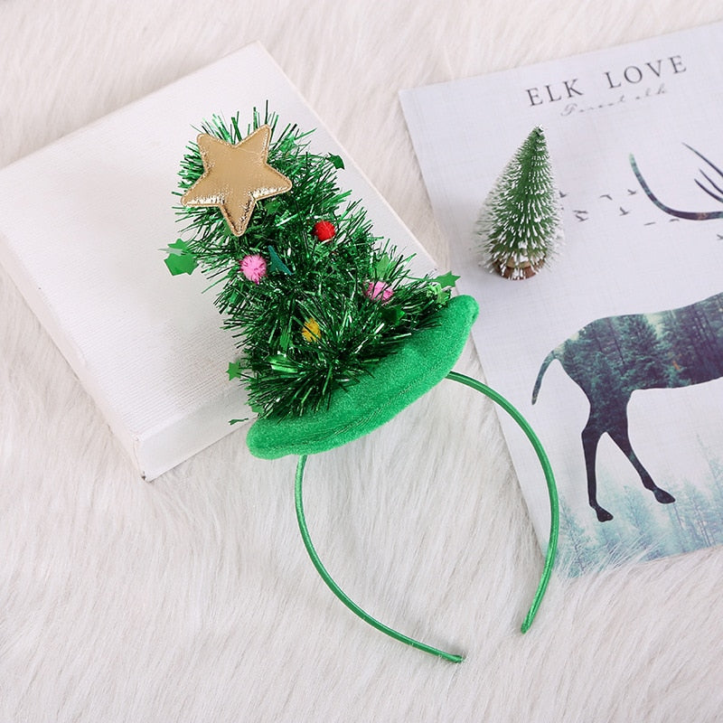 Christmas Tree Headband Elk Santa Snowman Ornaments Noel Decor Navidad New Year 2022 Gifts Christmas Decorations for Kids Adult