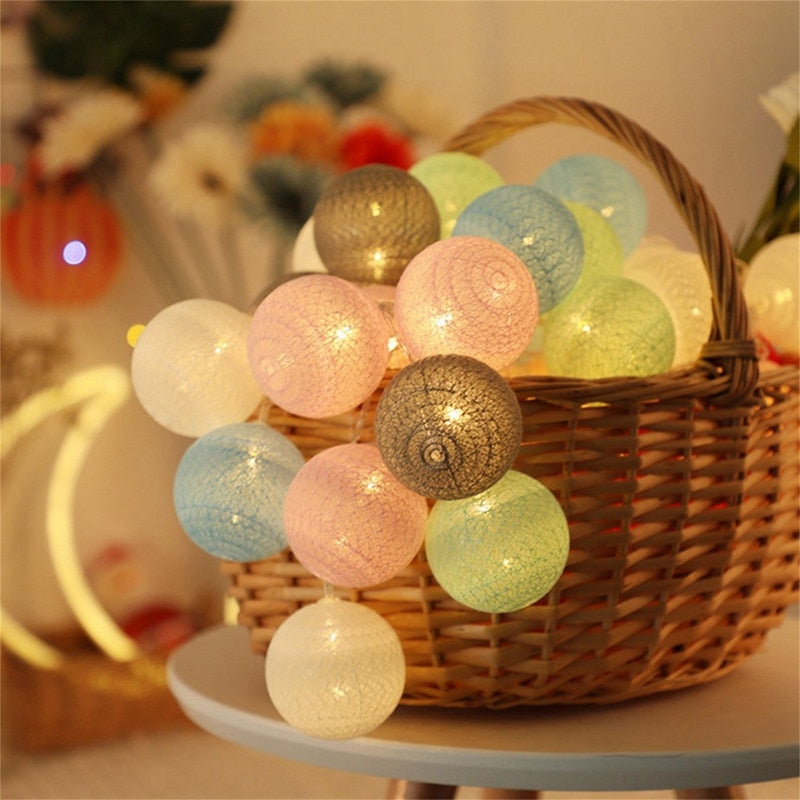 Christmas Gift 20 LED Cotton Ball Garland String Lights Christmas Fairy Lighting Strings for Outdoor Holiday Wedding Xmas Party Home Decoration