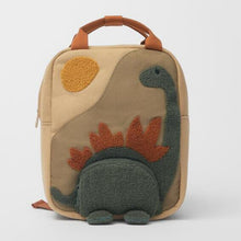 Load image into Gallery viewer, Skhek Back to school supplies New Embroidery Sun Long Neck Small Dinosaur Backpack Hook Hair Embroidered Cartoon Canvas Kindergarten Children Backpack