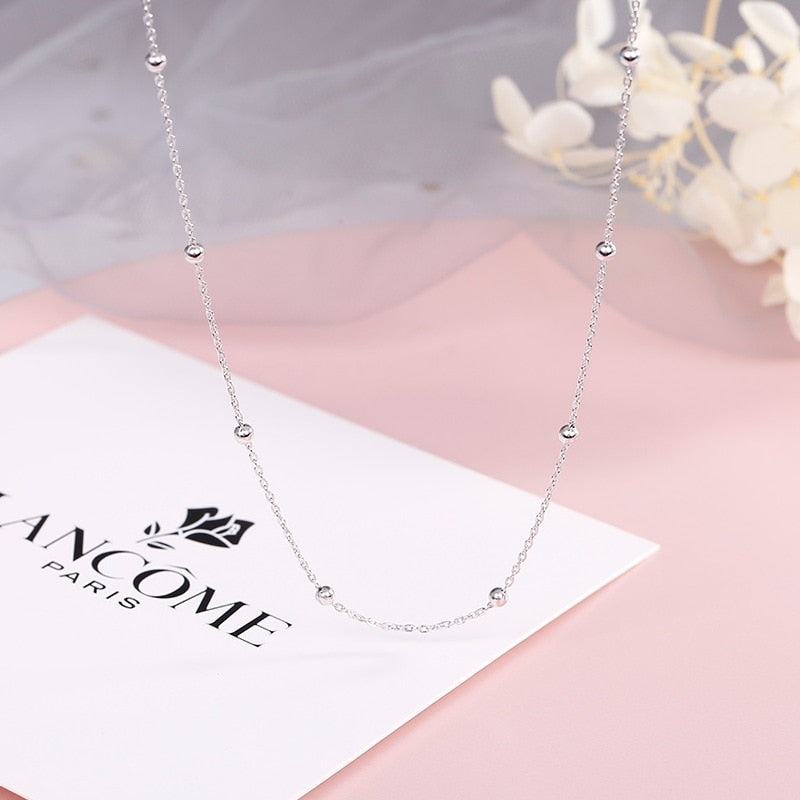 Sterling Alloy Fashion Jewelry Bohemia Bead Chain Necklace  Chokers Necklaces for Women Trendy Clavicle Chain Girl Gift