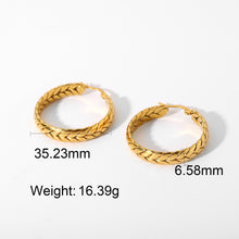 Load image into Gallery viewer, SKHEK New Titanium Steel Gold Color Stainless Steel Wheat Circel Round Geometric Hoop Earrings For Women Girls Travel Jewelry