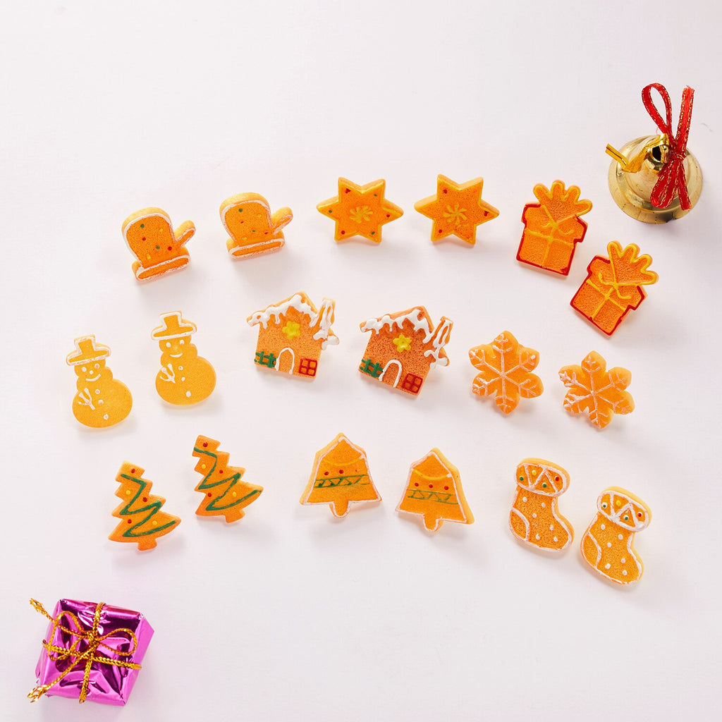 Christmas Gift New Imitation Biscuit Gingerbread Stud Earring For Women Christmas Tree Snowflake Snowman Earrings Girls New Year Jewelry Gift