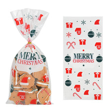 Load image into Gallery viewer, 50pcs Santa Claus Christmas Tree Elk PVC Bags Transparent Clear Gift Bag for Christmas Gift Baking Candy Cookie Packaging Bags