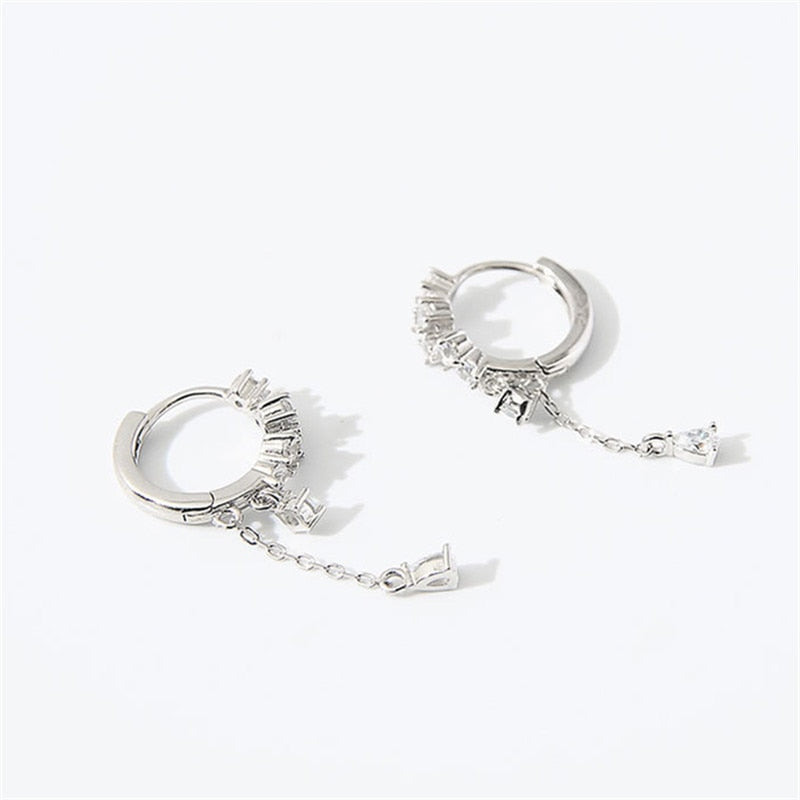 Christmas Gift HI MAN 925 Sterling Silver Korean Water Drop Tassel Zircon Earrings Women Exquisite Personality Anniversary Jewelry