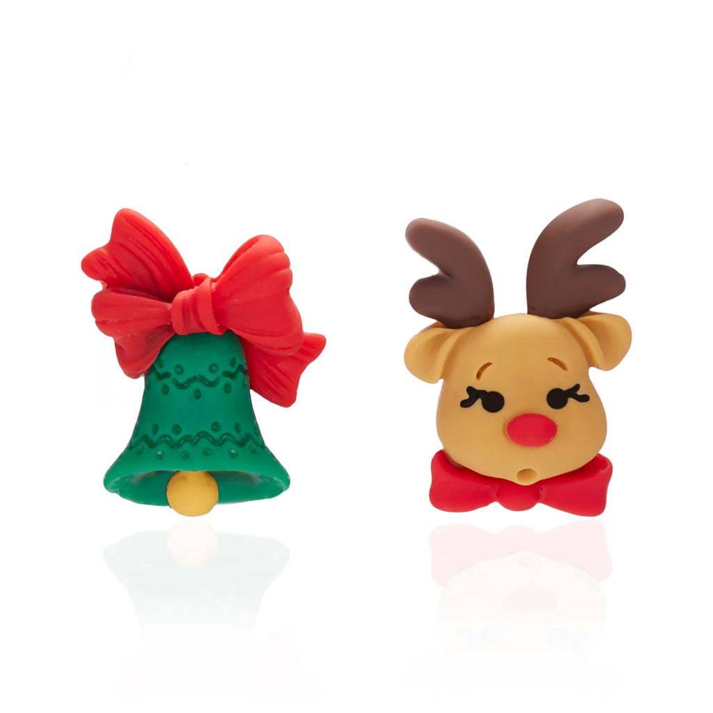 Christmas Gift Asymmetrical Star Bear Irregular Plush Ball Drop Earrings For Women Christmas Fashion Cute Santa Clause Deer Earring Jewelry