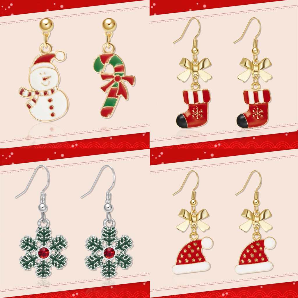 Christmas Gift New Fashion Christmas Drop Earring For Women Snowflake Snowman Boots Dangle Earring Piercing Christmas Jewelry