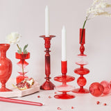 Floriddle Creative Red Glass Taper Candle Holder Christmas Gift Wedding Table Decoration Home Decoration DryFlower Vase