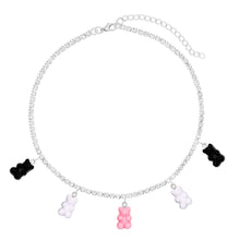 Load image into Gallery viewer, SKHEK New Fashion 7 Butterfly Pendant Necklace For Women Silver Color Rhinestone Gummy Bear Tennis Chain Choker Necklace Jewelry Gift